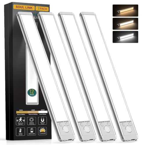Soul Link 4-Pack 12" 88-LED Motion Sensor Under Cabinet Lights, Wireless - size: 12inch - 4pack