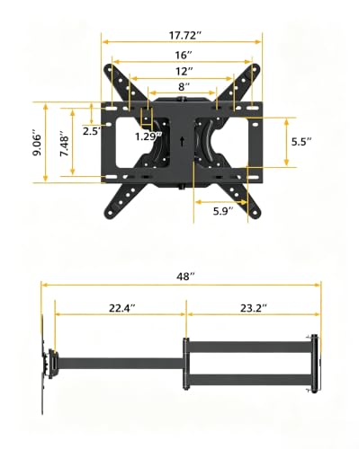 48" Extension Long Arm Rotating TV Wall Mount 26-65”TV by WHYFONE - size: Fit 26-65" TVs