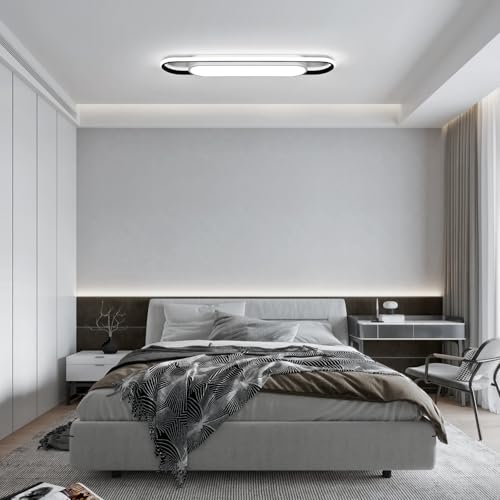 28.3Inch Cool White Modern LED Ceiling Lighting,40W High Brightness Metal Linear Ceiling Lamp,6500K Simple Long Light for Kitchen Dining Living Room Laundry, Garage Cloakroom Lighting - color: Cool White (6500K/NOT Dimmable ), size: 2.36 FT (28.3 Inch / 7
