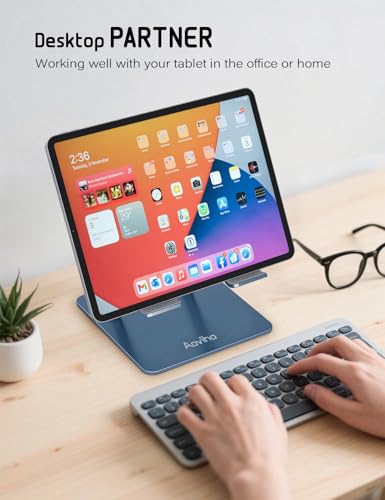 Aoviho Tablet Stand for Desk,Adjustable Tablet Holder,Navy Blue - color: Navy Blue