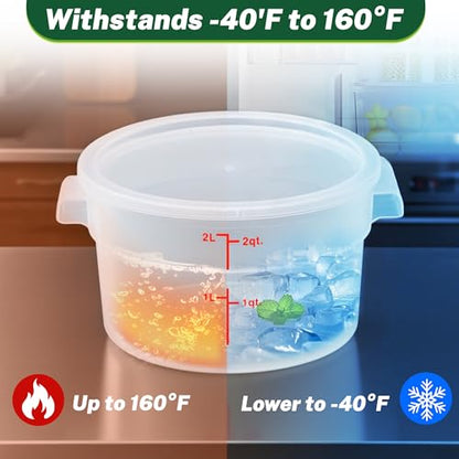 4 Pack 2Qt Round Polypropylene Food Storage Container with Lids Scale - color: 2 Quarts