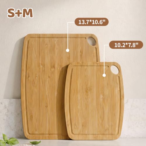 Dishwasher Safe Cutting Board,Bamboo Cutting Board with Juice Groove - color: Carbonized, size: Set of 2 (Small + Medium)