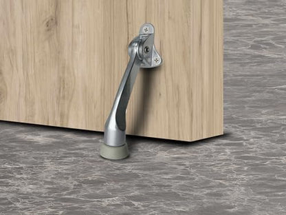 QCAA Heavy Duty Kickdown Door Stopper, 4", Zinc Die Cast, Satin Chrome, Made in Taiwan - color: Satin Chrome(4"), size: 1 Pack