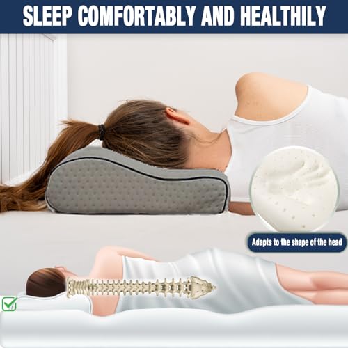 alkamto Travel & Camping Comfortable Memory Foam Pillow – Easy to Carry Portable Bag – Temperature Regulating Pillow Case - size: 13.7 x 11.8 x 3.9 / 3.14 In - Grey + Extra Cover
