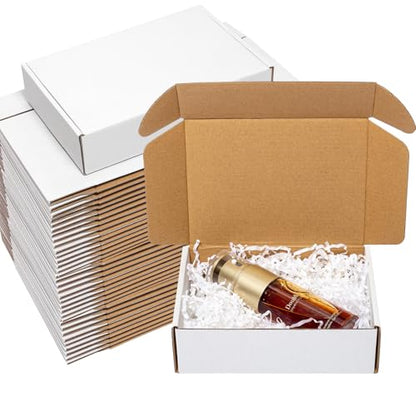 Wowxyz Shipping Boxes 7x5x2" 60 Pack White Corrugated Cardboard Box Mailer - size: 7x5x2"