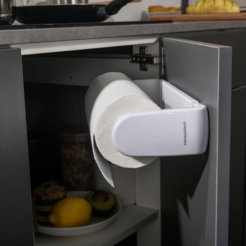 ONE Hand Tear Paper Towel Holder Under Cabinet/Wall for 9.4-11inch, White - color: White