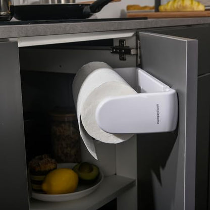 ONE Hand Tear Paper Towel Holder Under Cabinet/Wall for 9.4-11inch, White - color: White