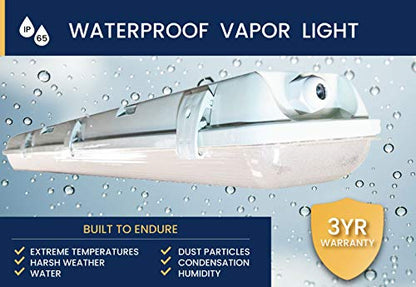 Orilis 2 FT 4500K 36W LED Vapor Tight Lights | Commercial Indoor/Outdoor Hardwired IP65 Waterproof Fixtures | 3600 Lumens | Detachable LED Strips (2-Pack)
