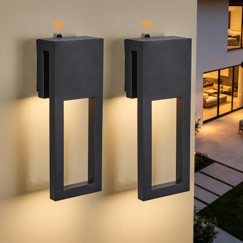 Set of 2 Dusk to Dawn Outdoor Wall Lights, Custom Mold Black Exterior Wall Mount Lamp, 110V Hardwired IP65 Weatherproof Exterior Lighting Fixtures for House Yard Backyard Balcony Entryway - color: 2Pack Textured Black(with Photocell)