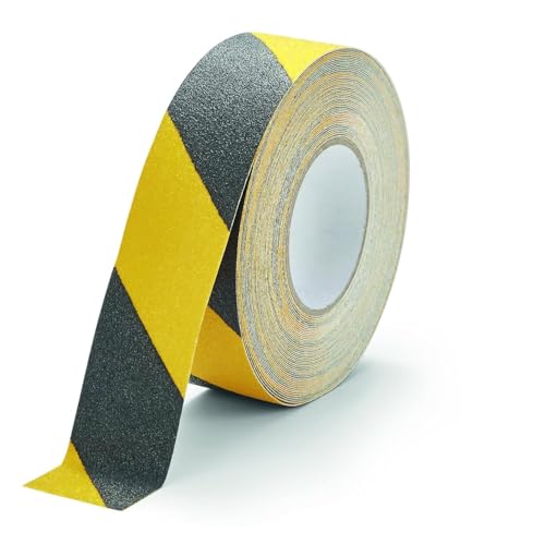 Durable DURALINE Floor Tape, Non-Slip Self-Adhesive, Yellow/Black, 2" x50ft - color: Yellow/Black, size: 50 mm x 15 m