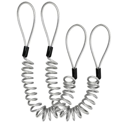 Security Cable Lock 2 Pack, 5FT Self-Coiling Stainless Steel Double Loop Cable, Flexible Anti-Theft Wire for Luggage, Bike, Helmet & Travel Gear (Silver) - color: Silver
