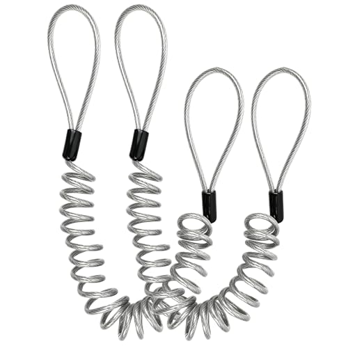 Security Cable Lock 2 Pack, 5FT Self-Coiling Stainless Steel Double Loop Cable, Flexible Anti-Theft Wire for Luggage, Bike, Helmet & Travel Gear (Silver) - color: Silver