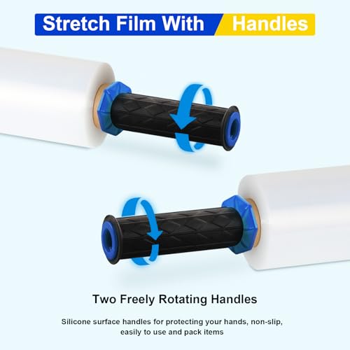 RAZCC Stretch Film, Industrial Strength Stretch Wrap for Pallet Wrap, Heavy Duty Clear Plastic Wrap with Handles, Moving Wrapping Plastic Roll, 15 Inch x 1000 Feet, 60 Gauge, 1 Pack - size: 1 Roll