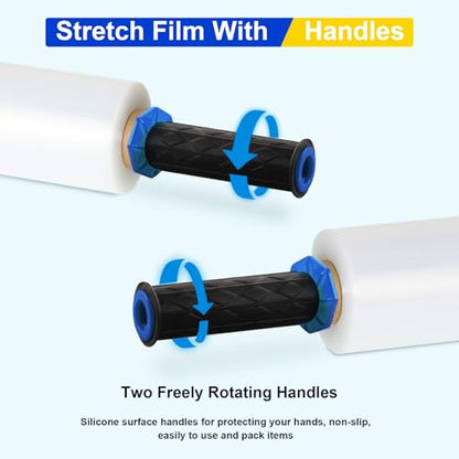 RAZCC Stretch Film, Industrial Strength Stretch Wrap for Pallet Wrap, Heavy Duty Clear Plastic Wrap with Handles, Moving Wrapping Plastic Roll, 15 Inch x 1000 Feet, 60 Gauge, 1 Pack - size: 1 Roll