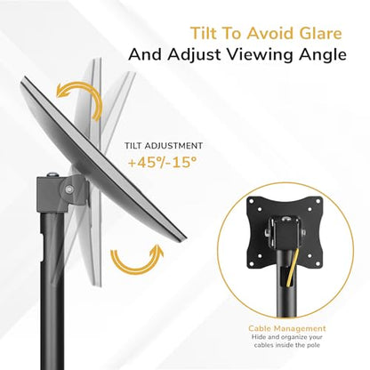 Mount-It! Fixed Height POS Monitor Mount – 19.7” Monitor Pole Mount for Retail Checkout Counters and Point of Sale Systems, Bolt-Down Base, VESA 75x75 & 100x100, Fits 13–32” Monitors, 33 lb Capacity - style: 19.7 Inches