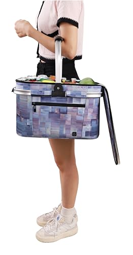 ALLCAMP Picnic Basket, 22L Insulated Cooler Foldable, Thick, Purple - color: Purple Pattern, size: Medium