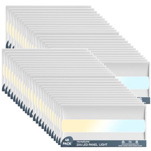 48PACK 2x4 LED Troffer Light, Led Drop Ceiling Light Fixture, Center Basket Drop Ceiling Lights, Wattage CCT Selectable 30W-72W (Up to 10800LM),3000K-6500K,0-10V Dimmable, for Office & Commercial - size: 2X4-48Pack