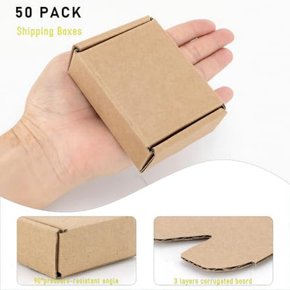 Ellbest 50pcs Small Kraft Box, 3.6 x 2.6 x 1.2 inches, Brown - size: 3.6 x 2.6 x 1.2 inches