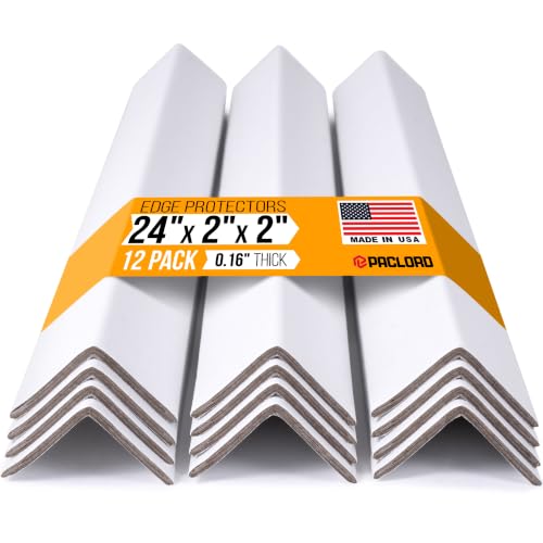 24" x 2" x 2" Reinforced Cardboard Edge Protectors, White (Pack of 12) – 0.16" Thick Heavy-Duty Cardboard Corner Protectors for Shipping – American Quality V-Board Pallet Edge Protectors - color: Thickness: 0.16", size: Pack of 12