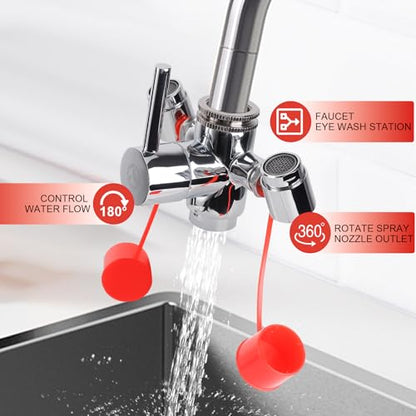 Faucet-Mounted Eye-Wash Staion Kit - Emergency Eyewash Staion OSHA Approved Sink Faucet Attachment First Aid Eye Flush Kit - color: 2 Pcs