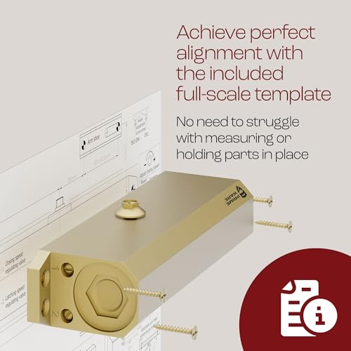 PrimeWare DC-600 Adjustable Automatic Door Closers for Home | Soft Close, No Slam | Residential and Commercial Door Closer | Level 1-6 | for Doors Weighing 30-300 lbs | Hydraulic Door Spring - Gold - size: Level 1-6, style: Gold