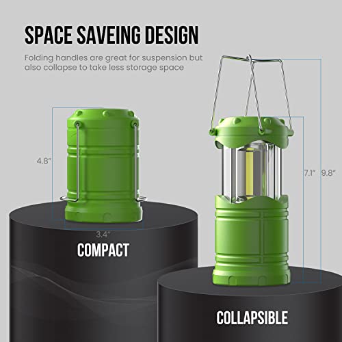 Lichamp LED Camping Lantern, 4 Pack Battery Powered Flashlight for Power Outages, Portable Collapsible Hanging Light Essential for Home, Outdoor, Emergency Lamp Survival Kit Gear for Hurricane, Green - color: Green
