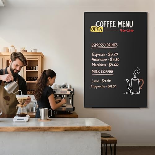SELEAD Magnetic Chalkboard 72 x 48 Inches - Black Aluminum Frame - size: 72"W x 48"H