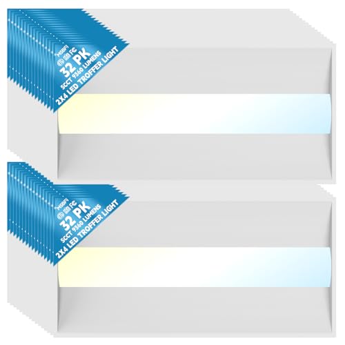 32Pack 2x4 LED Troffer Center Basket Panel,5 Color Tunable 3500K/4000K/5000K,Watt Adjustable,50W/60W/72W-Up to 10800 Lumens,0-10V Dimmable Recessed Back-Lit Drop Ceiling Light,ETL Qualified - size: 2x4 32Pack