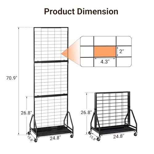 ELYKEN 2 Pack Foldable Grid Wall Panels, 5.7 x 2 FT Gridwall Display Rack - color: Black, size: 2'w-2 pack