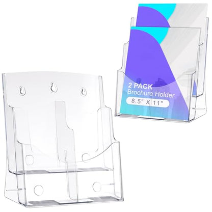 2 Pack Brochure Holder 8.5" x 11" - for 4" x 9" Brochure