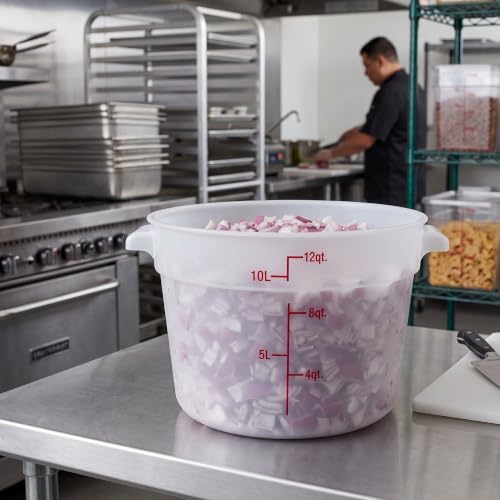 TrueCraftware- 12 Quart Round Food Storage Container Translucent Polypropylene- Commercial Reusable Food Container Canister with Measurement Markings for Meal Prep Pantry Kitchen - color: 12 Quart