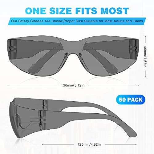 WFEANG 50 Pack Safety Glasses With ANSI Z87.1 (25 Pack Clear+25 Pack Grey) - color: 25clear+25grey