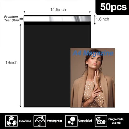JinRuiKJ Poly Mailers 14.5x19 Inch, 50 Pcs Shipping Bags, Black - color: Black, size: 14.5*19inch 50pcs