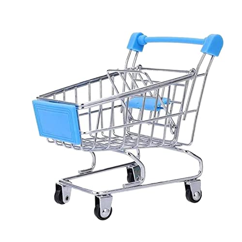 Mini Shopping Cart，Supermarket Handcart Mini Shopping Cart Mini Supermarket Storage Toy Decorative Ornaments for Storage Toys (Toy Shopping cart Blue) - color: Blue