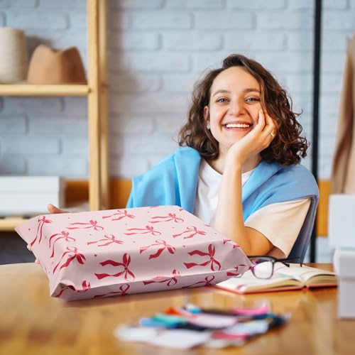 Fuxury Poly Mailers 14.5x19" 50pcs,Cute Shipping Bags for Clothes,Pink Bows - color: Pink Bows, size: 14.5x19" 50pcs