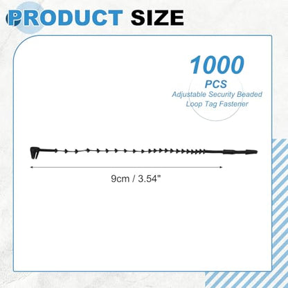 1000 Pcs Beaded Loop Tie Fasteners 3 Inch Snap Lock Pin Black - color: Black, size: 3 Inch