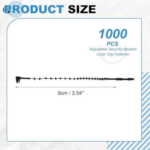 1000 Pcs Beaded Loop Tie Fasteners 3 Inch Snap Lock Pin Black - color: Black, size: 3 Inch