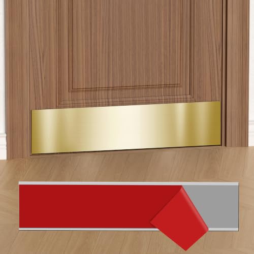 2 PCS 6" x 34" Self Adhesive Brushed Door Kick Plate for 36" Door Bottom - color: Brushed Gold, size: 6"*34"