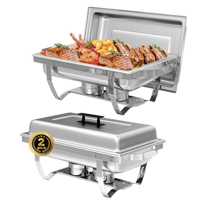 IMACONE Rectangular Chafing Dish Buffet Sets of 2, 8QT - color: Silver, size: 2-Pack