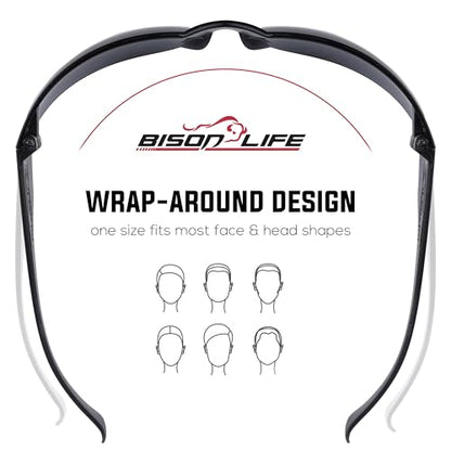 BISON LIFE Black Safety Glasses for Men & Women, Bulk, ANSI Z87.1, 12 Pack - color: Black/Black