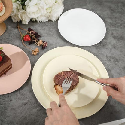 32pcs Ivory Unbreakable Reusable Plastic Plates for Wedding Party - color: Ivory