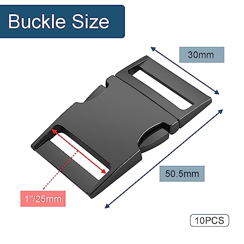 CooBigo 10 Pack Bulk Dog Collar Hardware Metal Buckle 1 inch Webbing Backpack Buckle Replacement Backpack Strap Kit Prong Collar Clip Buckles(GunBlack) - color: 10pcs 1" Gunblack