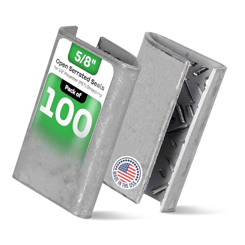 IDL Packaging Open Serrated Seals of 1.25" Length for 5/8" Strap Width Polyester (PET) Strapping (Pack of 100) - Increased Load Securement Due to Serrated Design of Strapping Clips - color: Pack of 100, size: 5/8"