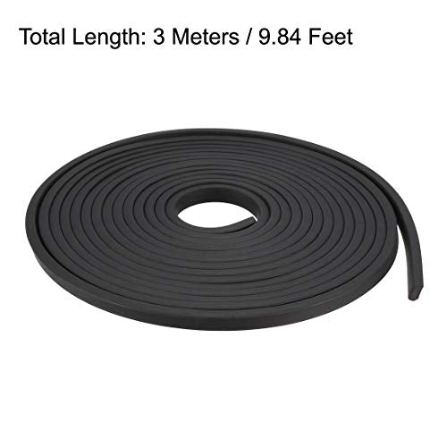 Solid Rectangle Rubber Seal Strip 5mm Wide 3mm Thick, 3 Meters Long Black