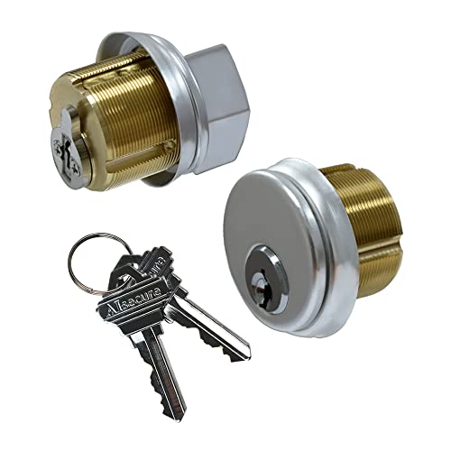 Brass Mortise Cylinder with SC Keyway, Thumbturn, and Keys. Commercial-Grade storefront Door Lock Cylinder for Aluminum Doors, Ideal for Shop Door Lock Replacements. Includes 1 Set in Silver Finish. - color: Silver, size: 1 Set, Random Keys