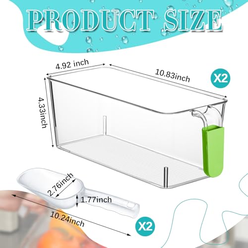 Havawish Ice Storage Bin and Flexible Scoop Set Plastic Freezer Bin - color: Green, size: 10.83 x 4.92 x 4.33 in, style: Classic