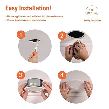 HALO 4" 600LM Canless LED Downlight 5CCT w/Attached JBOX, Dimmable - size: 4 inch 1PK