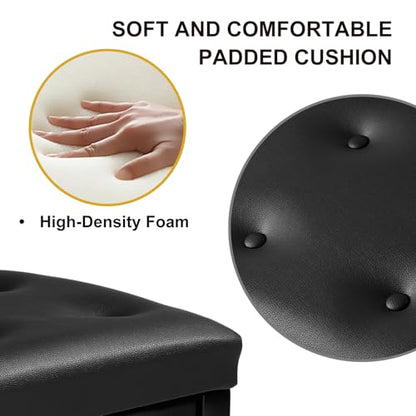 Adjustable Height Piano Bench, Wooden Piano Stool with Waterproof Padded Cushion, Bench Seat for Vanity, Bedroom, Living Room, Black - color: Single-black