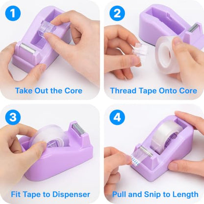 OWLKELA Lightweight Desktop Tape Dispenser, Purple, 1 Pack - color: Purple, size: 1 Pcs