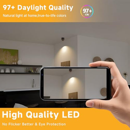 5CCT LED Ceiling Spotlight CRI 97+ Modern Cylinder Light Ceiling Mount - color: White, size: 3 Pack – Adjustable 2700K–6000K